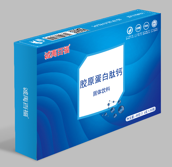 誠(chéng)禹百福膠原蛋白肽鈣 1.6克/ 袋，30袋/盒。